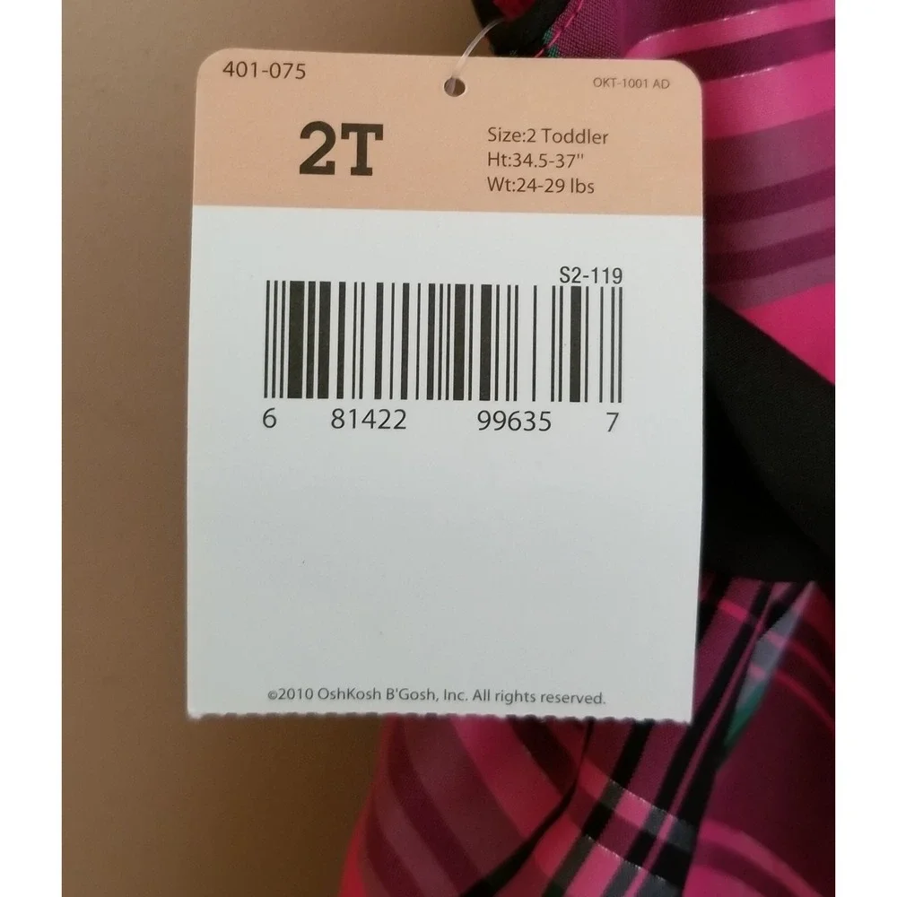 OSHKOSH B'gosh Sleeveless 2-Layer Skirt Button Closure Dress Girl's Sz 2T (NEW)